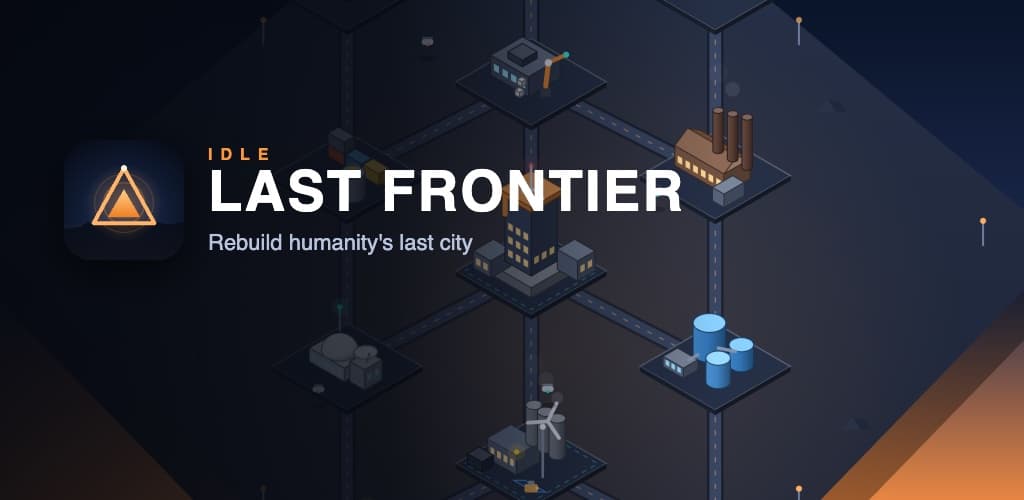 Last Frontier key art — an isometric colony at dusk