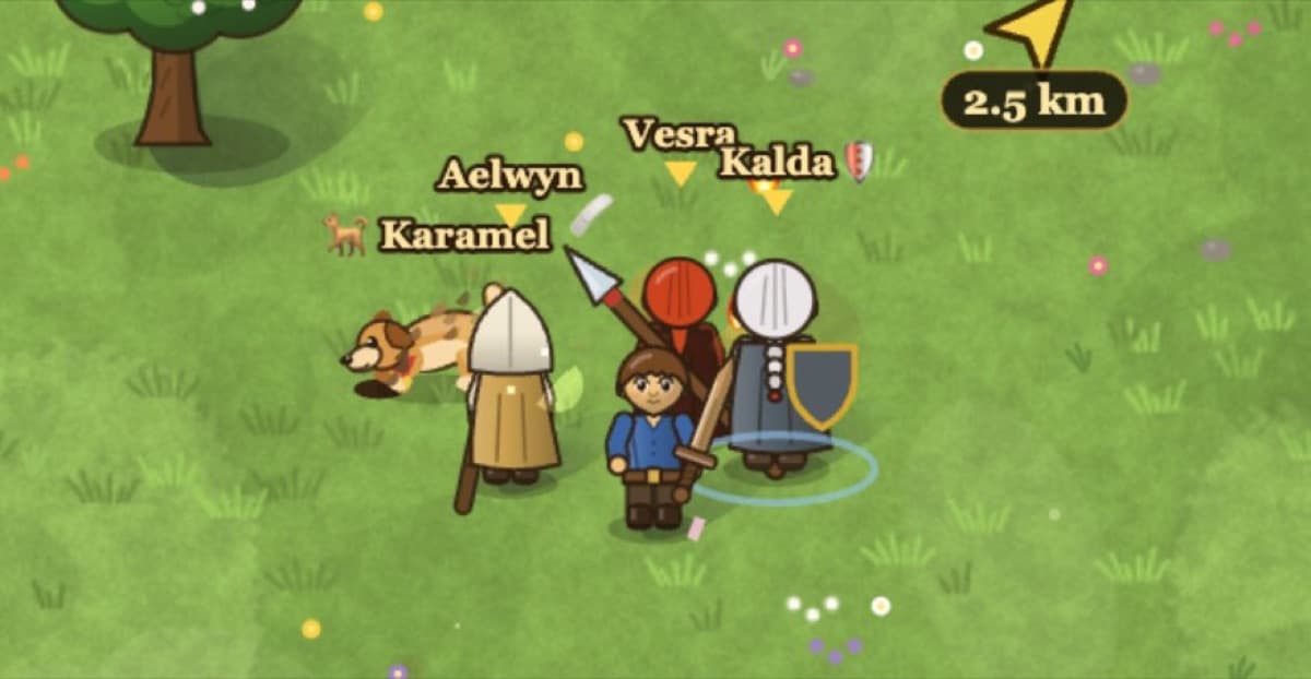 Companions travelling with the dog Karamel