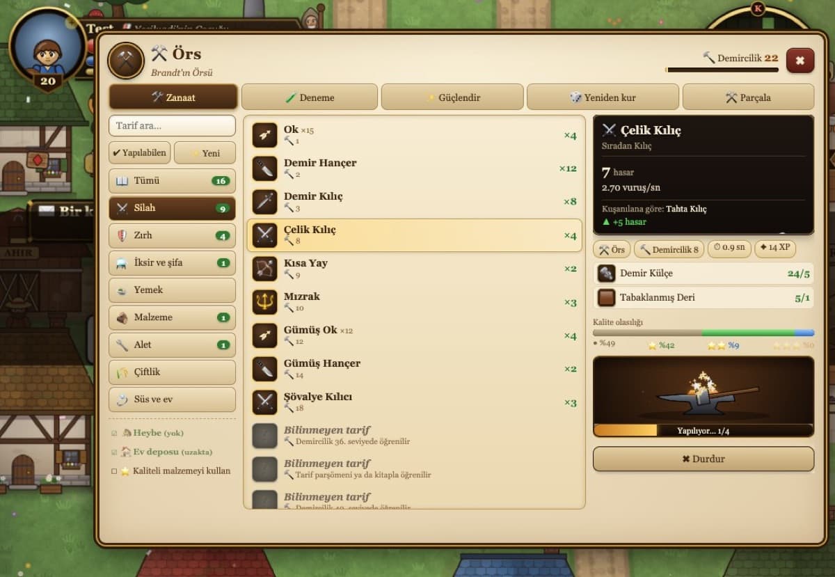 Crafting at the anvil