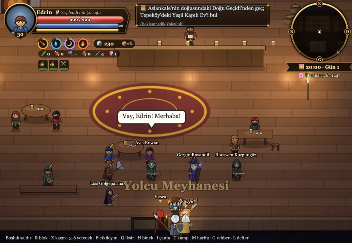 The travellers' tavern with bards and a dice game