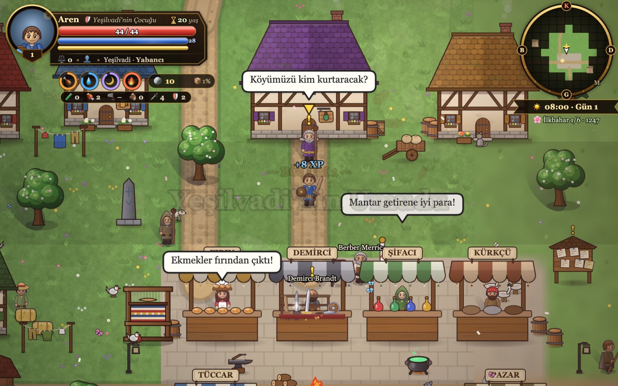 Villagers talking at the market in Path to the Crown