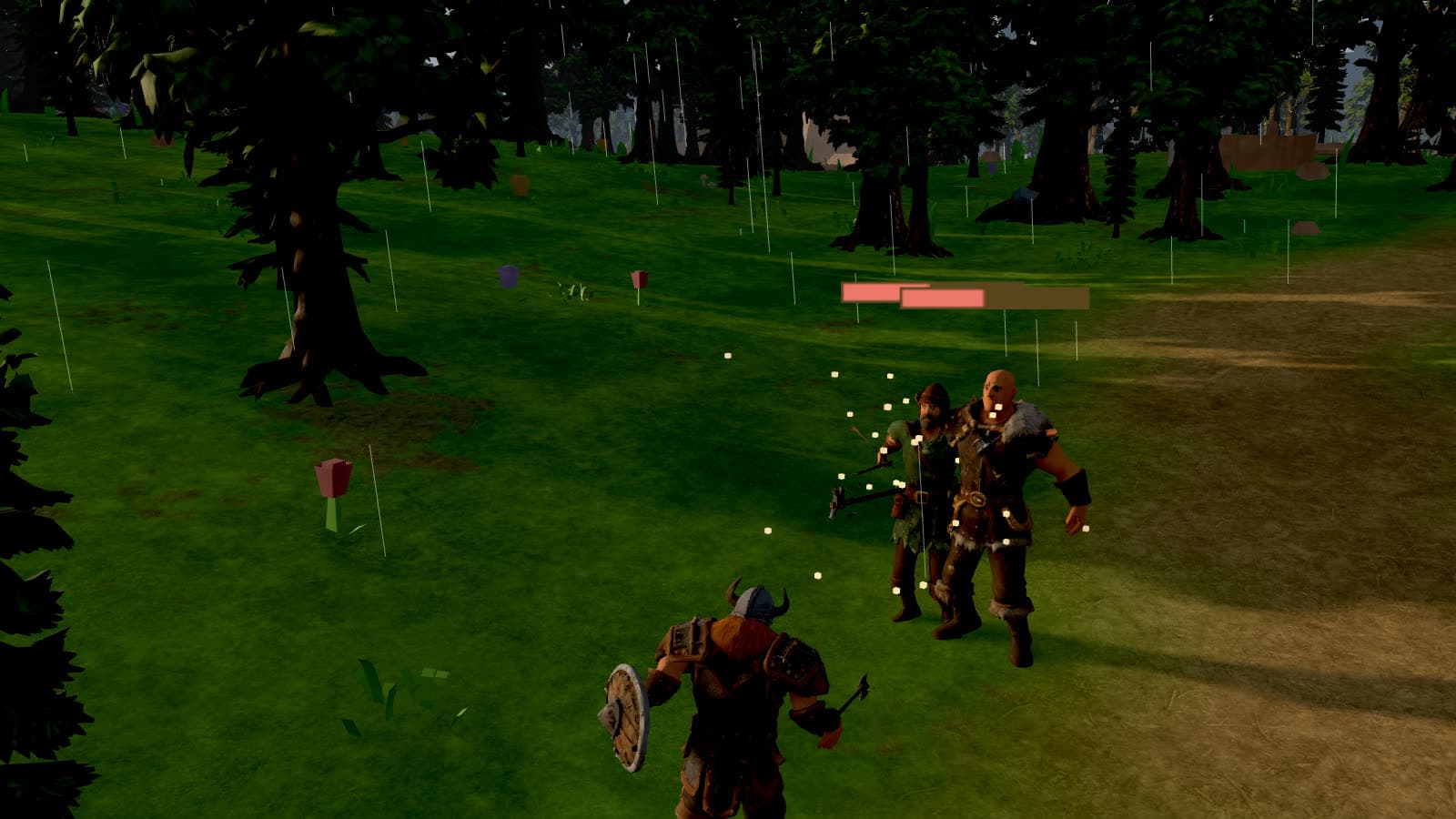 Bandits ambush the hero on a forest road